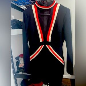 Black/red/white long sleeve dress